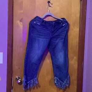 These used demin jeans are size 10 mid rise.